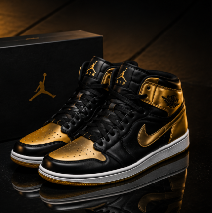 Black and gold high-top sneakers